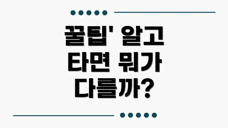꿀팁' 알고 타면 뭐가 다를까?